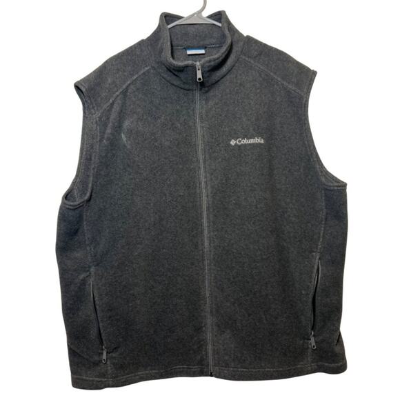 Columbia Full Zip Fleece Vest, Gray, Men's XXL - Picture 2 of 7